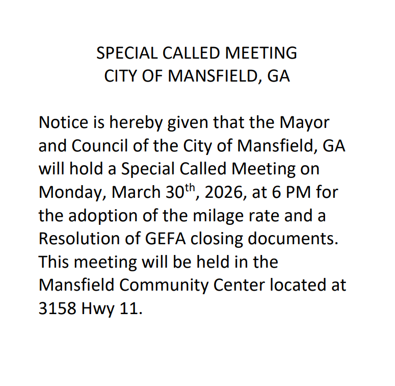 City of Mansfield Special Called Meeting Notice